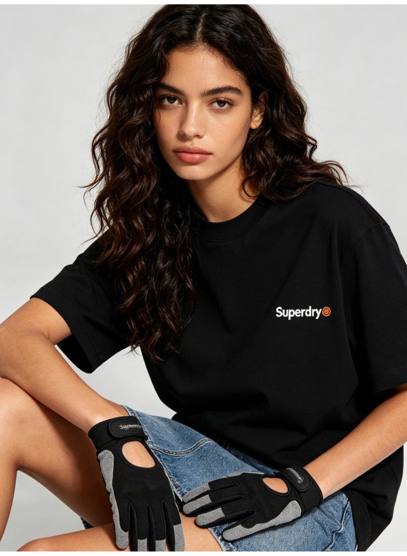 Superdry heavy 300g cotton short-sleeved T-shirts for men and women with the same simple small loose casual couple tops. - Image 2
