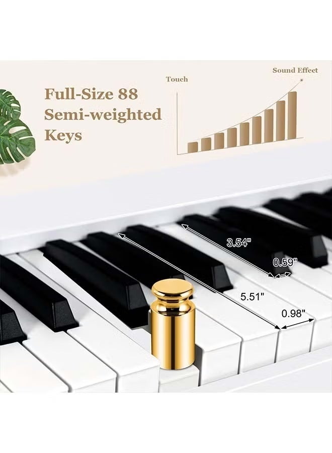KONIX 88-Key Foldable Digital Piano Keyboard, Full Size Semi-Weighted Keyboard, Portable Electric Piano w/MIDI, Split Function, Sustain Pedal & Carrying Bag for Beginner (White) - Image 5