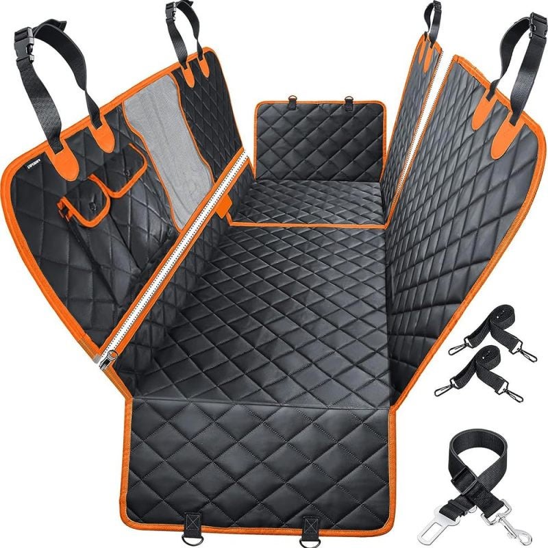 Dog Car Seat Cover: 135x146 CM Black Waterproof Polyester - Anti-Slip Scratch-Resistant Hammock Design for Pet Car Travel Home Use - Image 1
