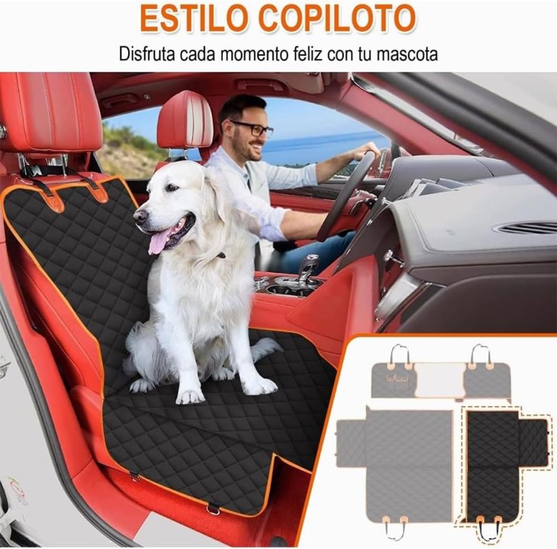 Dog Car Seat Cover: 135x146 CM Black Waterproof Polyester - Anti-Slip Scratch-Resistant Hammock Design for Pet Car Travel Home Use - Image 4