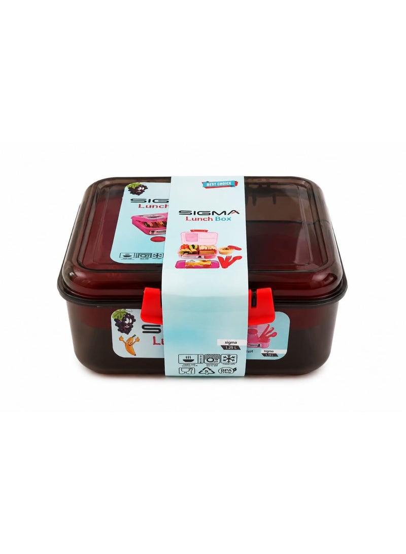 SIGMA STORE Sigma Lunch Box 1.25L with Adjustable Dividers & Sauce Container – Black Transparent - Image 3