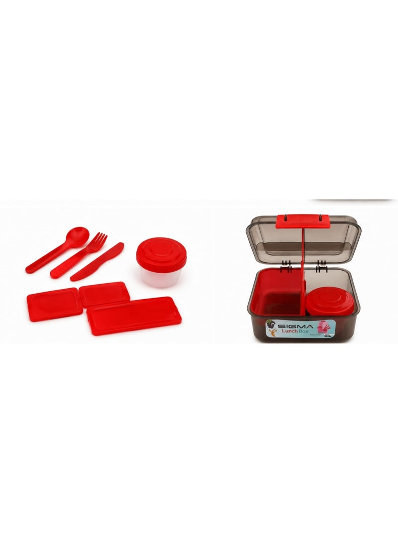 SIGMA STORE Sigma Lunch Box 1.25L with Adjustable Dividers & Sauce Container – Black Transparent - Image 2