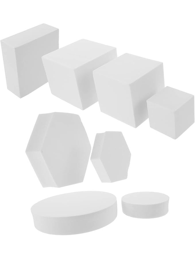 8 Pieces White Geometric Photography Props Three Dimensional Foam Cubes For Home Decor Crafts Jewelry Food Photoshoots Decorative Handcrafted Ornaments - Image 1