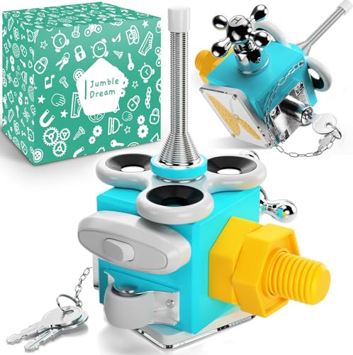Jumble Dream Busy Cube Sensory Toys for Toddlers is a Handmade Montessori Fidget Cube Wooden Busy Board Baby Activity Cube Travel Toy for Children with Autism Toys ADHD 1 2 3 - Image 1