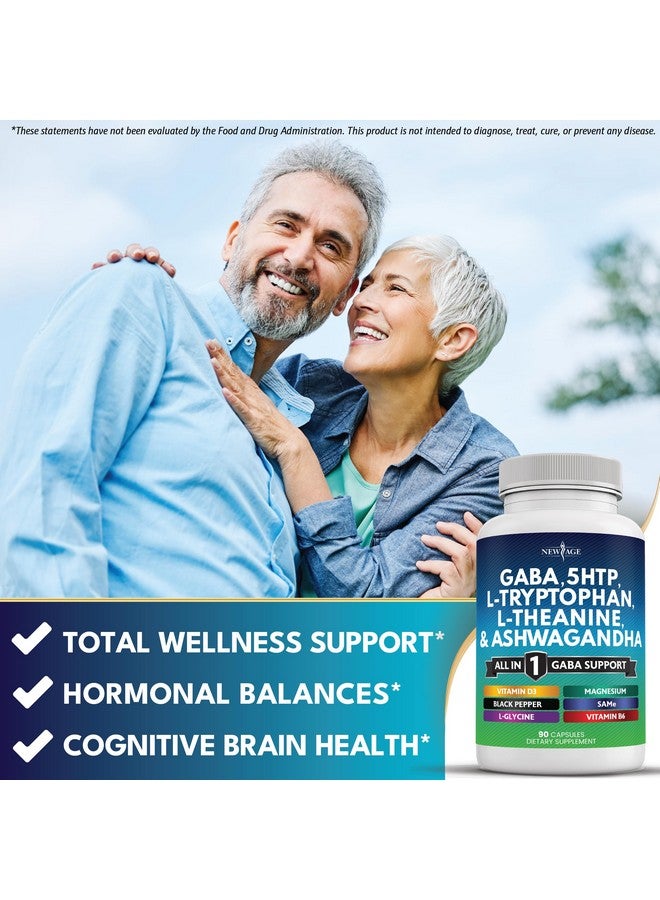 New Age NEW AGE GABA 750mg 5 HTP 200mg L Tryptophan 500mg L Theanine 200mg Ashwagandha SAM-e L-Glycine - Vitamins for Women and Men with L-Tyrosine 5-HTP (5-Hydroxytryptophan) - 180 Count  - Image 4