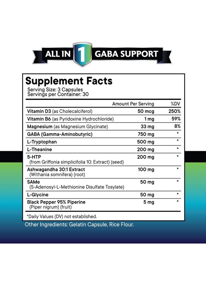 New Age NEW AGE GABA 750mg 5 HTP 200mg L Tryptophan 500mg L Theanine 200mg Ashwagandha SAM-e L-Glycine - Vitamins for Women and Men with L-Tyrosine 5-HTP (5-Hydroxytryptophan) - 180 Count  - Image 3