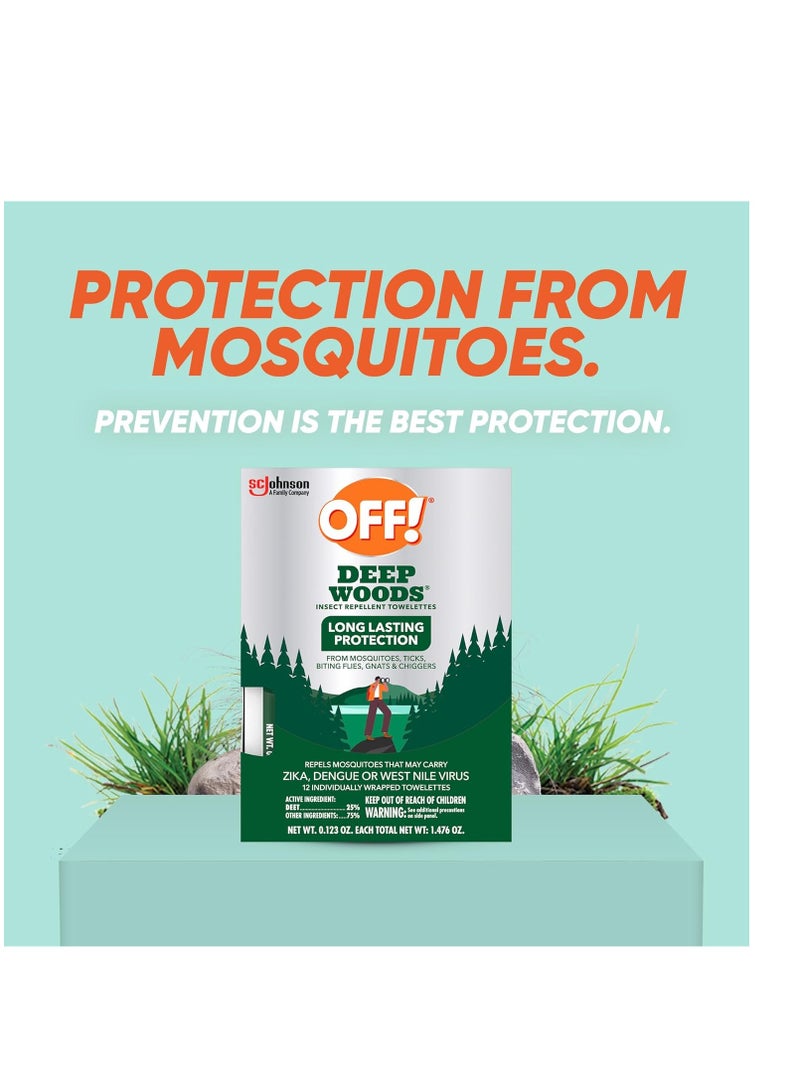OFF! OFF! Deep Woods Mosquito and Insect Repellent Wipes, Long lasting, 12 Individually Wrapped Wipes  - Image 4