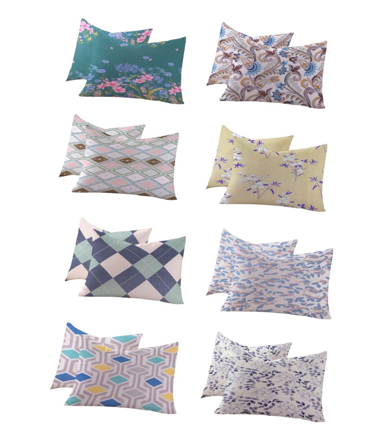 RD TREND 210 TC Premium Glace Cotton Assorted King Size Printed Floral Design Pillow Cover -18"X28" Inches,(Pack of 8) of Any 16 Pieces Color Multi-1 - Image 1