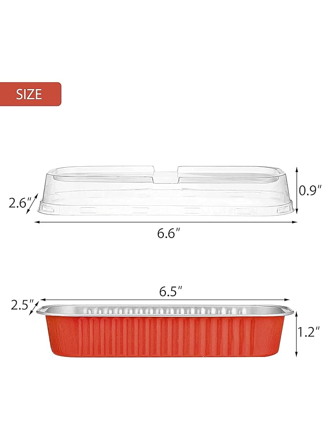 كاست ويف قوالب خبز من رقائق الألومنيوم، 50 قطعة، 6.8 أونصة، قوالب خبز صغيرة من رقائق الألومنيوم للاستخدام مرة واحدة مع أغطية، قوالب خبز صغيرة، أكواب خبز من الألومنيوم، قوالب خبز الحلوى (أحمر) - Image 2