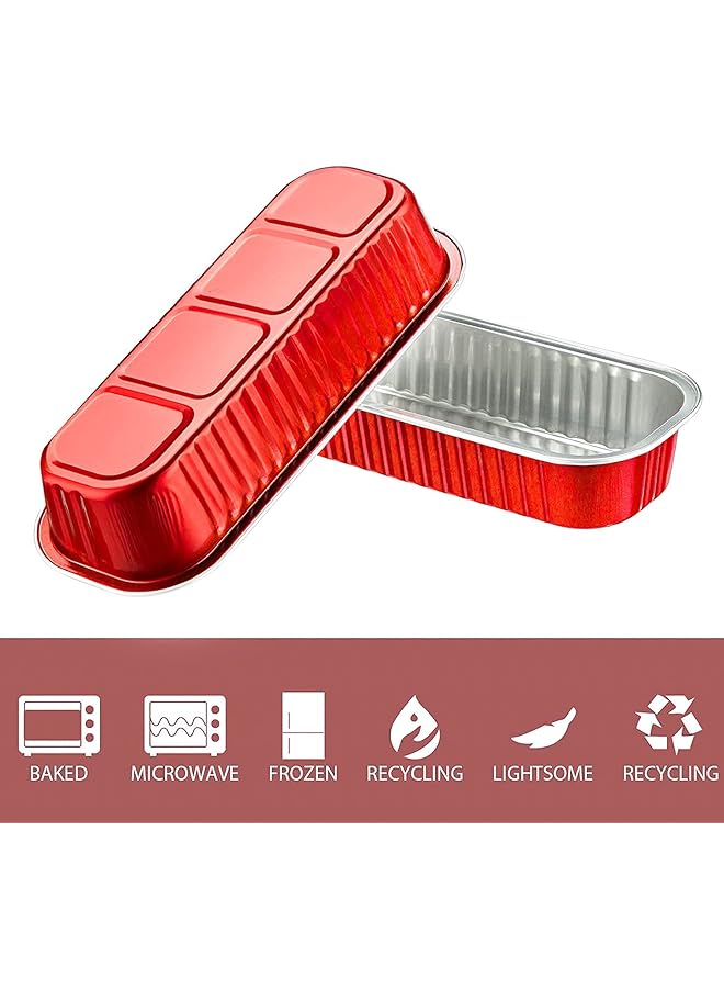 كاست ويف قوالب خبز من رقائق الألومنيوم، 50 قطعة، 6.8 أونصة، قوالب خبز صغيرة من رقائق الألومنيوم للاستخدام مرة واحدة مع أغطية، قوالب خبز صغيرة، أكواب خبز من الألومنيوم، قوالب خبز الحلوى (أحمر) - Image 3