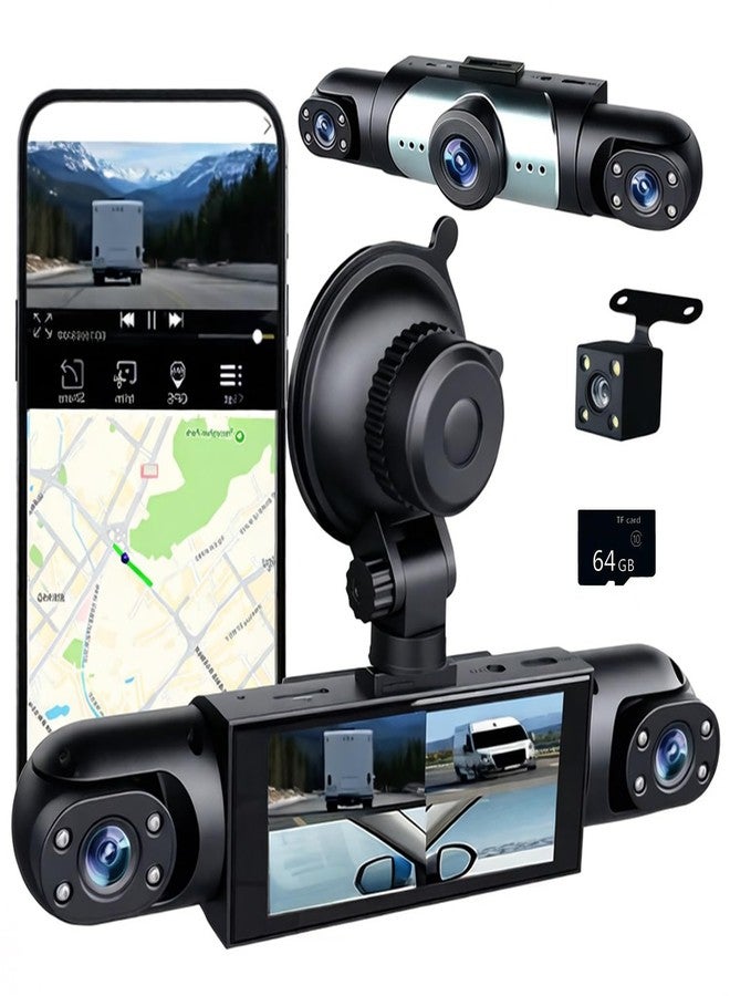 AILVKANG WiFi 4 Channel Dash Cam 360 Degree, Front and Rear Inside, 1080P Dash Camera for Cars Dashcam Car Camera with APP Control Loop Recording G-Sensor, Motion Detection 64GB Card - Image 1