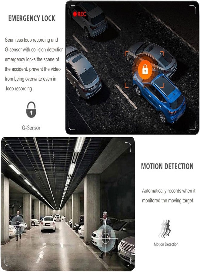 AILVKANG WiFi 4 Channel Dash Cam 360 Degree, Front and Rear Inside, 1080P Dash Camera for Cars Dashcam Car Camera with APP Control Loop Recording G-Sensor, Motion Detection 64GB Card - Image 5