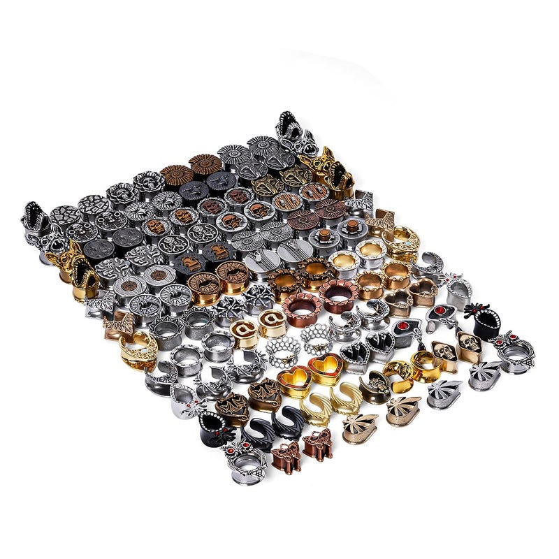 ERKUOO 20PCS Ear Tunnels Plugs Gauges Set Random Color Gothic Ear Stretching Kit Saddle Expander Ear Plugs for Women Men Piercing Jewelry 6mm to 25mm - Image 5