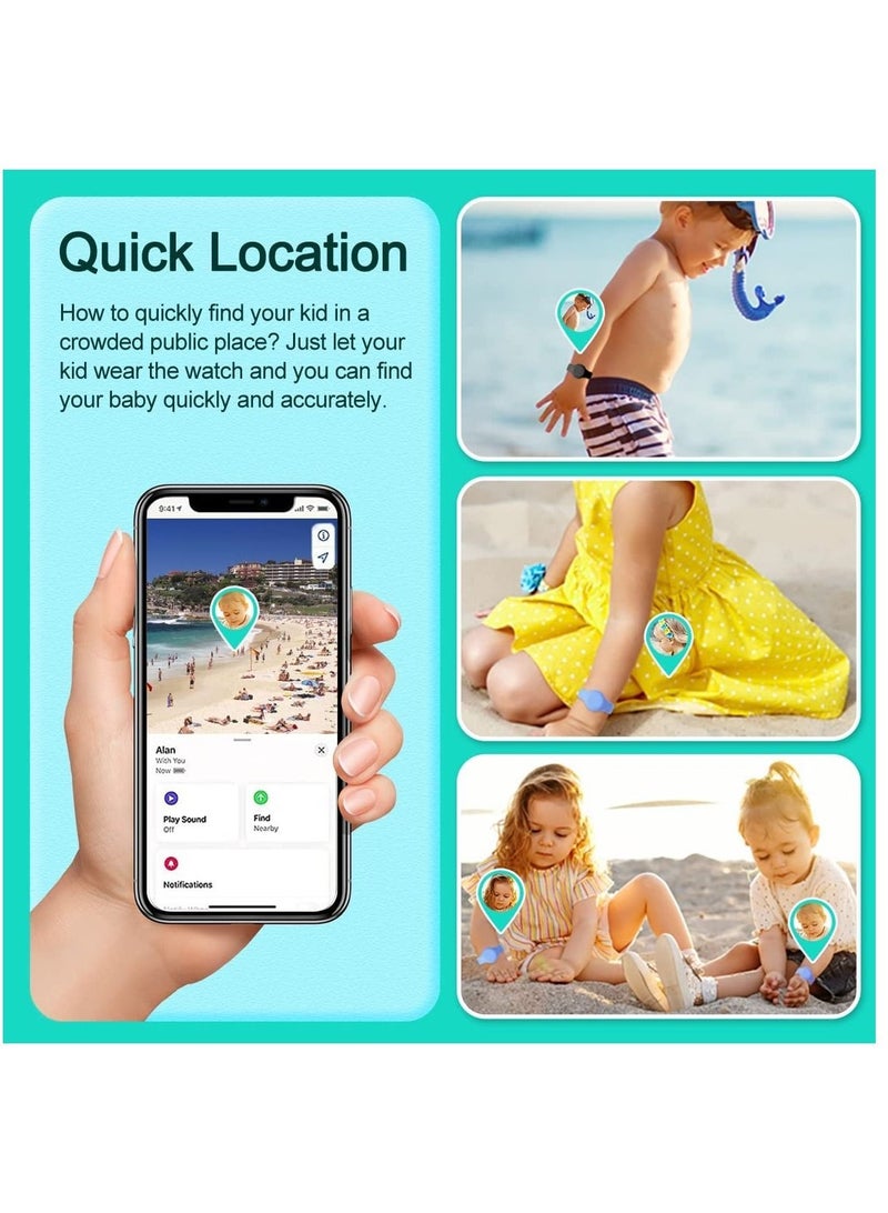 Captaintech 2 Pack Airtag Bracelet for Kids Waterproof Silicone Wristband Full Case Cover for Apple Airtag Holder Anti Lost Watch Band Hidden Accessories for Toddler Child Strap Blue And Black - Image 2