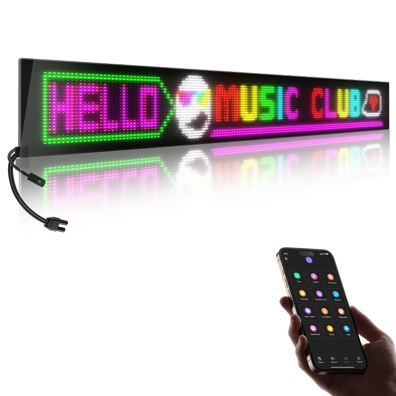 GOTUS Large Programmable LED Sign, P5 Resolution Indoor Store LED Sign, Bluetooth APP, for Business Retail Shop Window Display (32"x 6") - Image 1