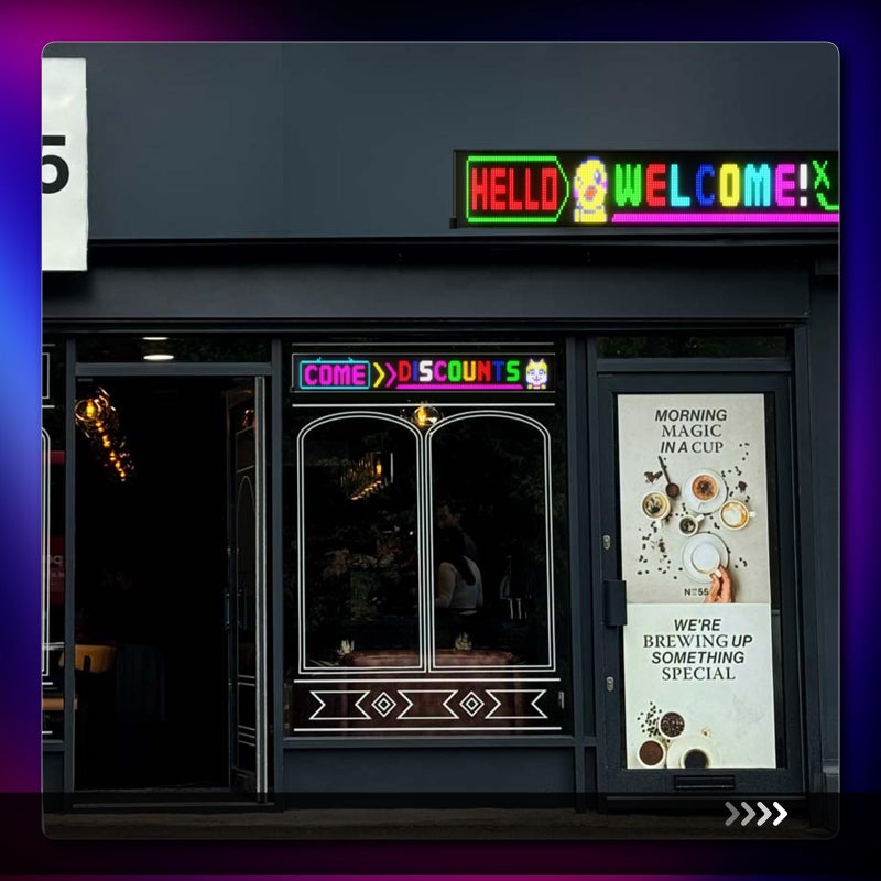 GOTUS Large Programmable LED Sign, P5 Resolution Indoor Store LED Sign, Bluetooth APP, for Business Retail Shop Window Display (32"x 6") - Image 4