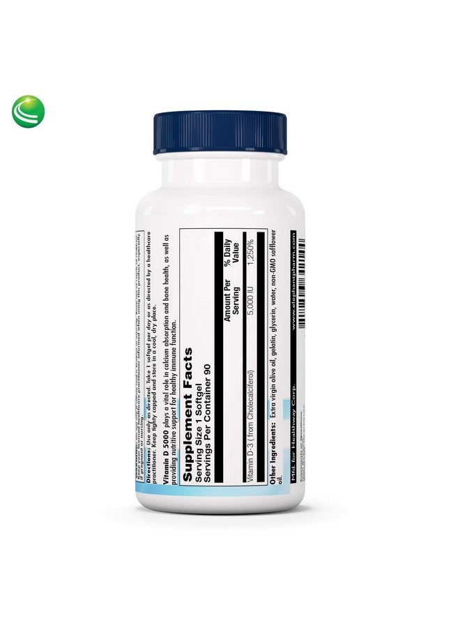 Nutra Biogenesis Vitamin D 5000 - Vitamin D3 5000 IU Softgel Capsules for Men and Women, VIT D Supplement for Immune Support, Healthy Teeth & Bone Health - 90 Softgels - Image 2