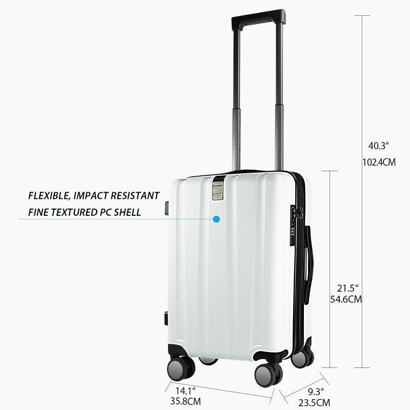 KROSER Hardside Expandable Carry On Luggage with Spinner Wheels & Built-in TSA Lock, Durable Suitcase Rolling Luggage with USB Port, Carry-On 20-Inch, White - Image 2