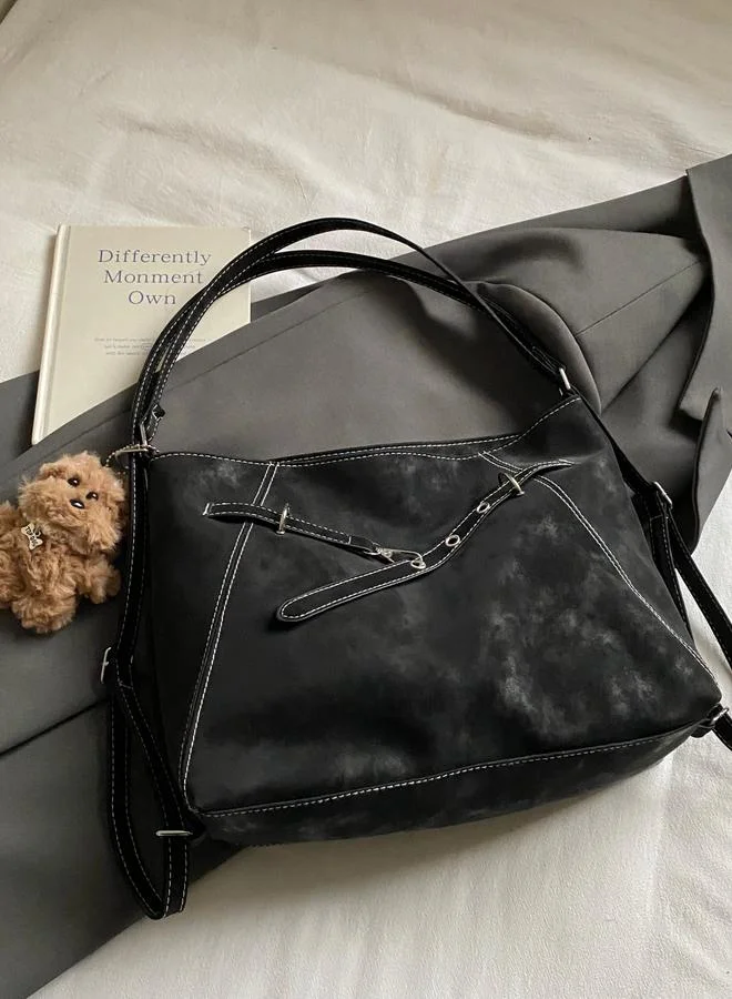 تايك تو Black Suede Shoulder Bag