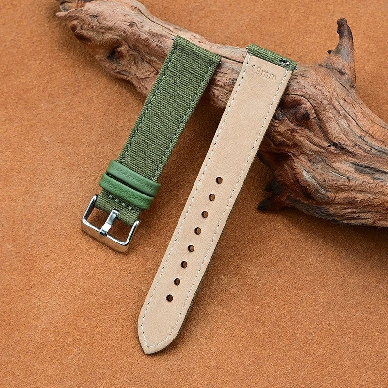 Bluejw New Style 2-in-1 Leather and Nylon Watch Band Strap – Replace the Watch Strap for Samsung & Seiko – Available in 18mm, 20mm, 22mm, 24mm - Image 1