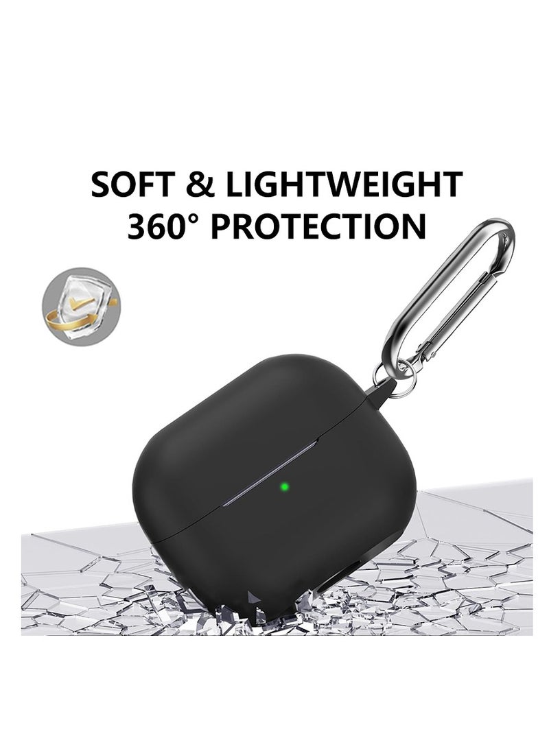 Alyashmac For Samsung Galaxy Buds 3 /Buds 3Pro Case with Cleaning Kit, Soft Silicone Protective Case with Security Clip (Black) - Image 3