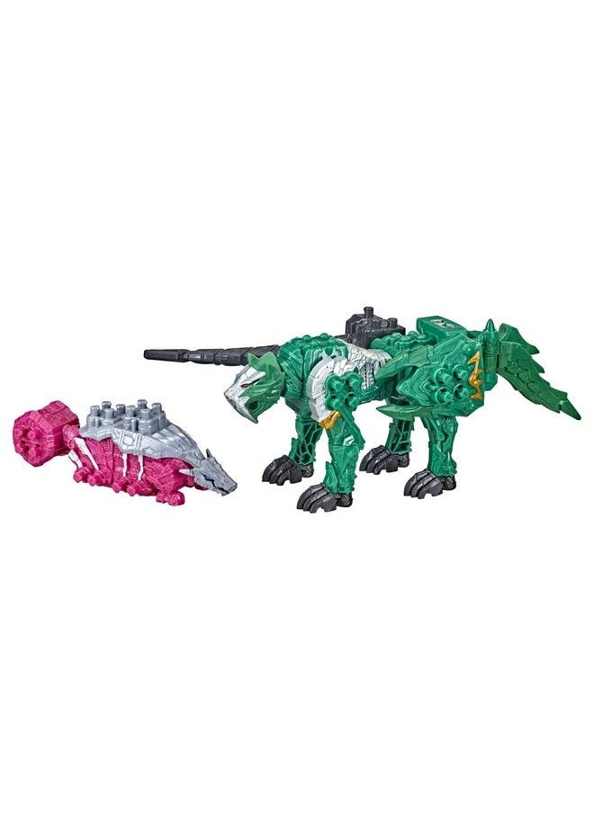 POWER RANGERS - Dino Fury Pink Ankylo Hammer And Green Tiger Claw Zord Toys For Kids Ages 4 And Up Zord Link Mixandmatch Custom Build System - Image 1