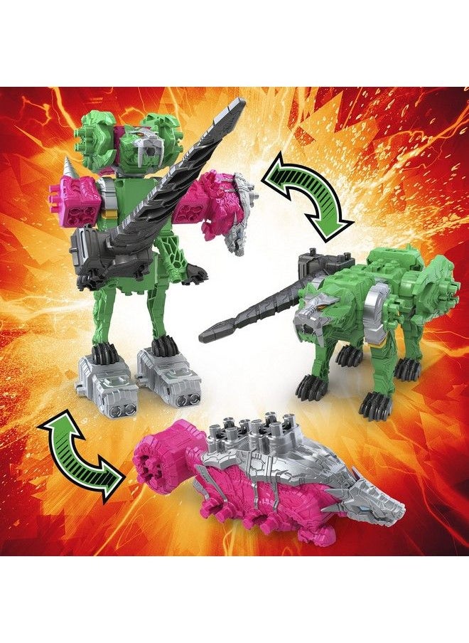 POWER RANGERS - Dino Fury Pink Ankylo Hammer And Green Tiger Claw Zord Toys For Kids Ages 4 And Up Zord Link Mixandmatch Custom Build System - Image 1
