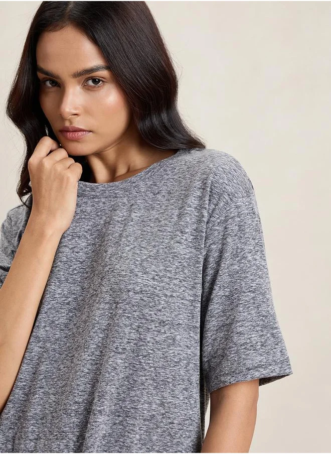 Femmella Melange Side Slit Longline Top & Pants Co-Ords by Styli