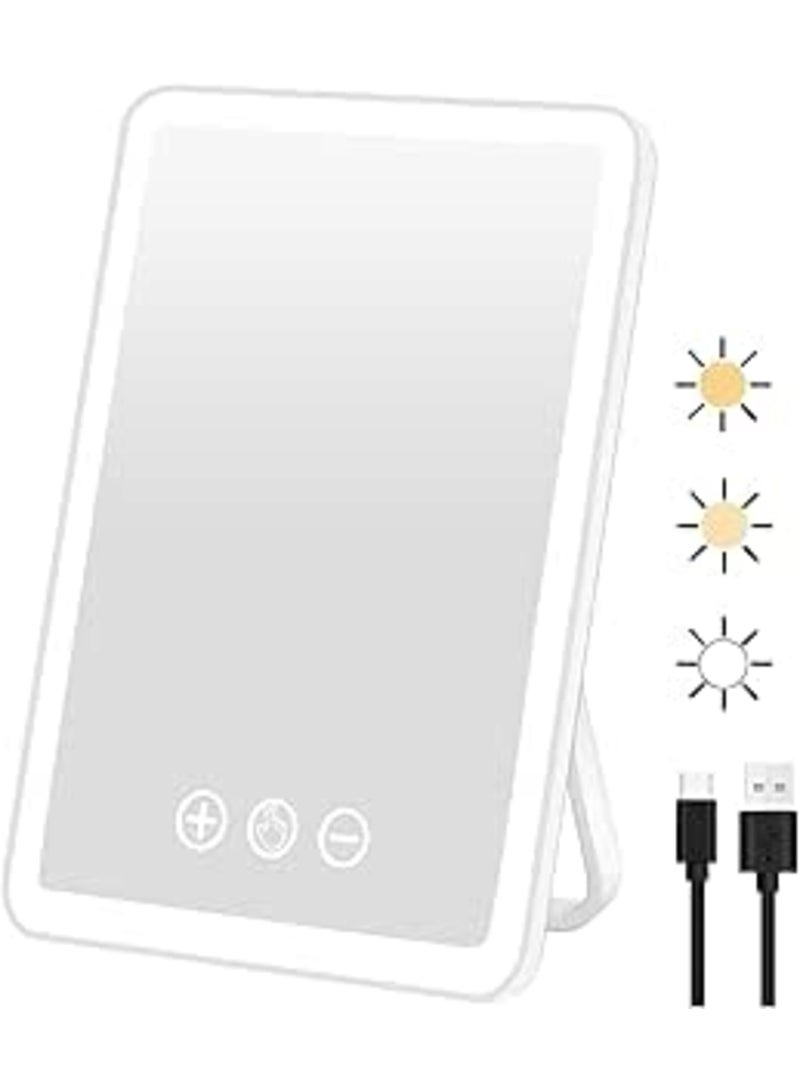 KASTWAVE Rechargeable Desk Mirror with Light, Portable Travel Makeup Mirror, 72 LED Lights, 3 Color Lighting, Dimmable Touch Screen, Light Up Makeup Mirror for Travel & Office  - Image 5