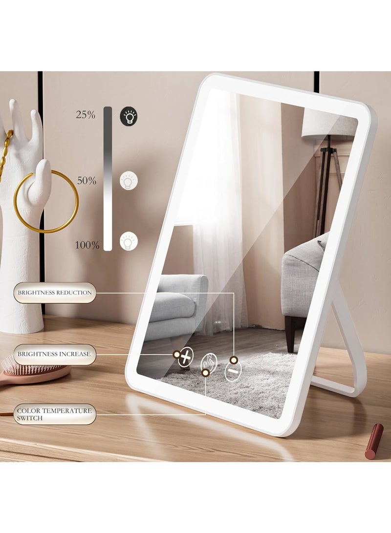 KASTWAVE Rechargeable Desk Mirror with Light, Portable Travel Makeup Mirror, 72 LED Lights, 3 Color Lighting, Dimmable Touch Screen, Light Up Makeup Mirror for Travel & Office  - Image 2