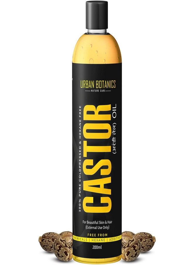 UrbanBotanics UrbanBotanics® Cold Pressed Castor Oil for Hair Growth, Skin Care, Moisturising Dry Skin, Nails, Eyelash - Virgin Grade - 200ml  - Image 1
