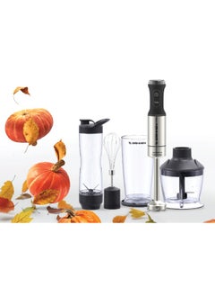 Grimmen 1200W Hand Blender Set - Includes 800ml Beaker, 500ml Chopper, Single Whisk, Sport Blender, and Storage Bracket - Versatile Blending, Chopping, and Mixing Tool with Advanced Ergonomic Handle  - Image 4