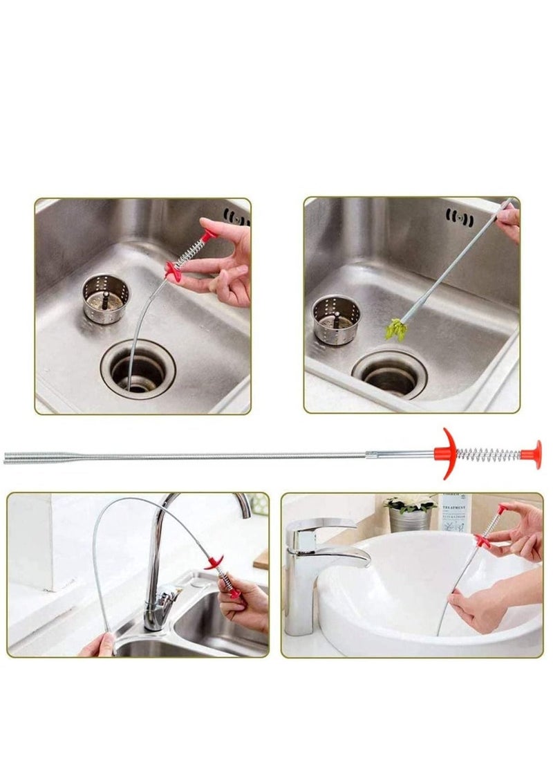 5 in 1 Sink Snake Cleaner Drain Auger Hair Catcher, Sink Dredge Drain Clog Remover Cleaning Tools for Kitchen Sink Bathroom Tub Toilet Clogged Drains Dredge Pipe Sewers - Image 2