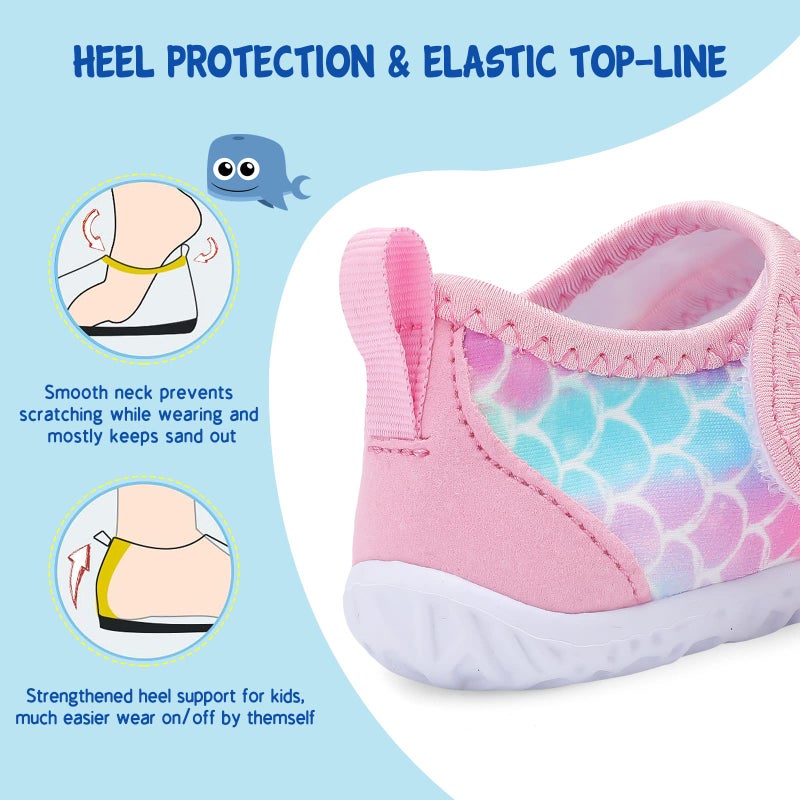LeIsfIt Boys Girls Water Shoes Kids Aqua Socks Toddler Quick-Dry Beach Swimming Shoes Lightweight Breathable Non-Slip Outdoor Sport Water Shoes Pink Scale 10 Toddler - Image 5