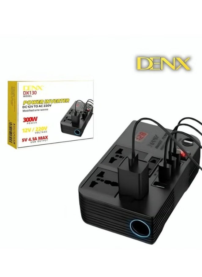 Denx Car Power Inverter, 12V to 220V High Frequency Modified Sine Wave Inverter 300W Multi-Port  - Image 1