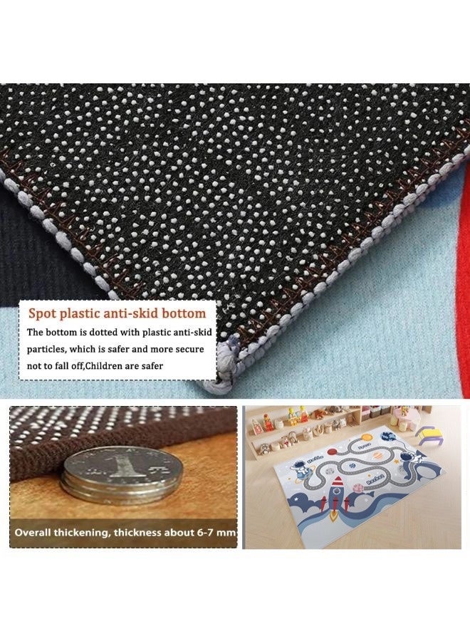 فيكسبلورن سجادة لعب للأطفال حديثي الولادة سجادة لعب سجادة بموضوع الفضاء رائعة للعب بالسيارات الصغيرة، سجادة لعب للأطفال سجادة تعليمية مع ظهر مطاطي، سجادة ممتعة لغرفة الأطفال غرفة النوم غرفة المعيشة غرفة اللعب 80*120 سم - Image 4