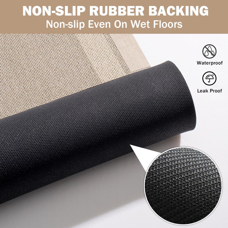 YDKGL Non Slip Bath Mat, Rubber Backing Ultra Thin Bathroom Rugs Fit Under Door Quick Dry Super Absorbent Washable Bath Rug Shower Mat for Bathroom Floor Bathtub Shower Sink, Easy Care Beige 16"x 24" - Image 4