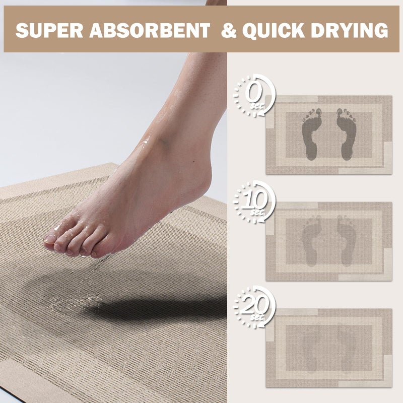 YDKGL Non Slip Bath Mat, Rubber Backing Ultra Thin Bathroom Rugs Fit Under Door Quick Dry Super Absorbent Washable Bath Rug Shower Mat for Bathroom Floor Bathtub Shower Sink, Easy Care Beige 16"x 24" - Image 5
