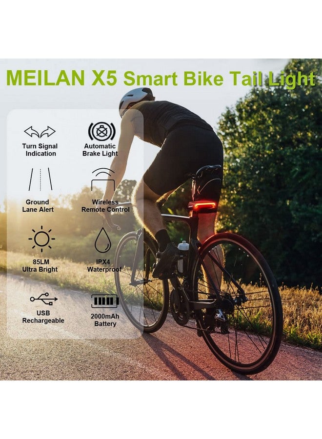 ميلان مصباح خلفي ذكي للدراجة من MEILAN X5 مزود بإشارات انعطاف وضوء فرامل أوتوماتيكي وجهاز تحكم عن بعد لاسلكي وضوء خلفي للدراجة قابل لإعادة الشحن عبر USB وتحذير أمان وضوء ركوب الدراجات يناسب أي دراجة طريق، عبوة واحدة - Image 2