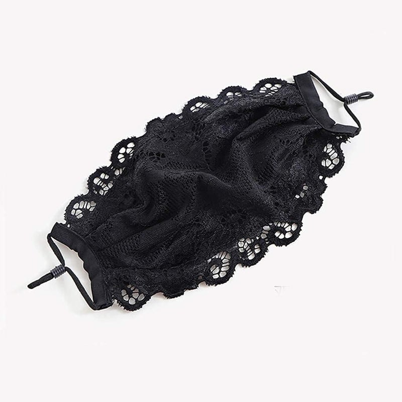 5 Pcs Women's Lace Face Masks with Flower Embroidery, Adjustable Earloops, Breathable 2-Layer Design for Daily Wear - Image 4