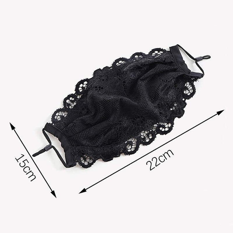 5 Pcs Women's Lace Face Masks with Flower Embroidery, Adjustable Earloops, Breathable 2-Layer Design for Daily Wear - Image 5