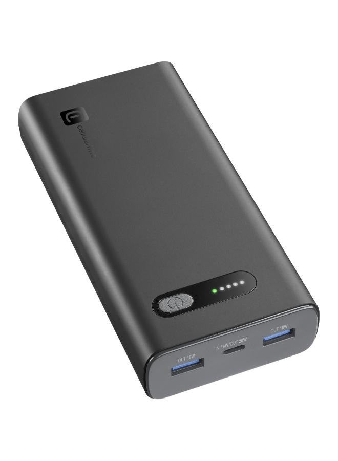 سيلولار لاين بنك طاقة روكيت متعدد الأجهزة 20000mAh 20 واط 3 منافذ أسود - Image 1