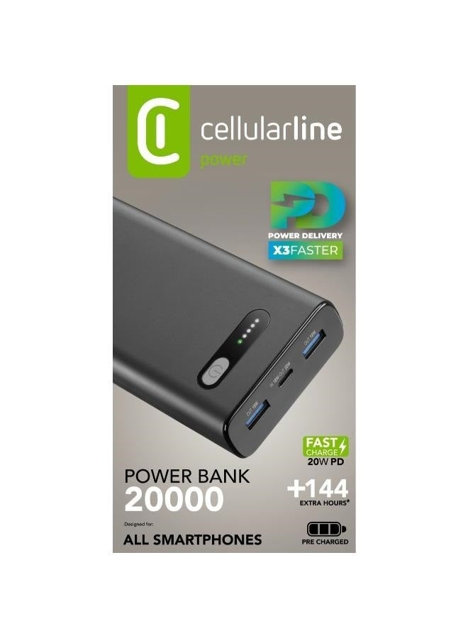 سيلولار لاين بنك طاقة روكيت متعدد الأجهزة 20000mAh 20 واط 3 منافذ أسود - Image 3
