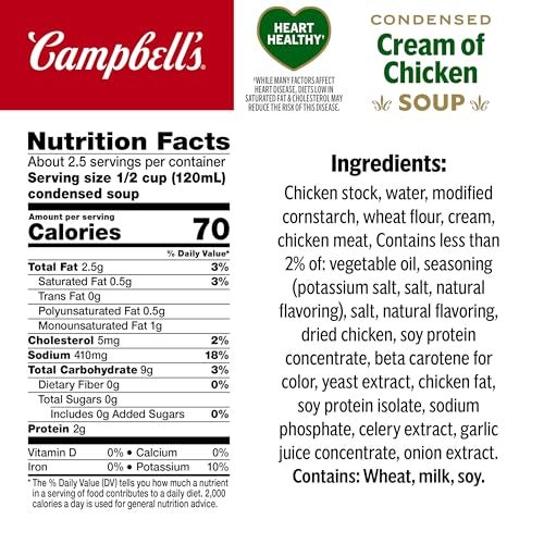 Campbell's Condensed Heart Healthy Cream of Chicken Soup, 10.5 oz Can - Image 4