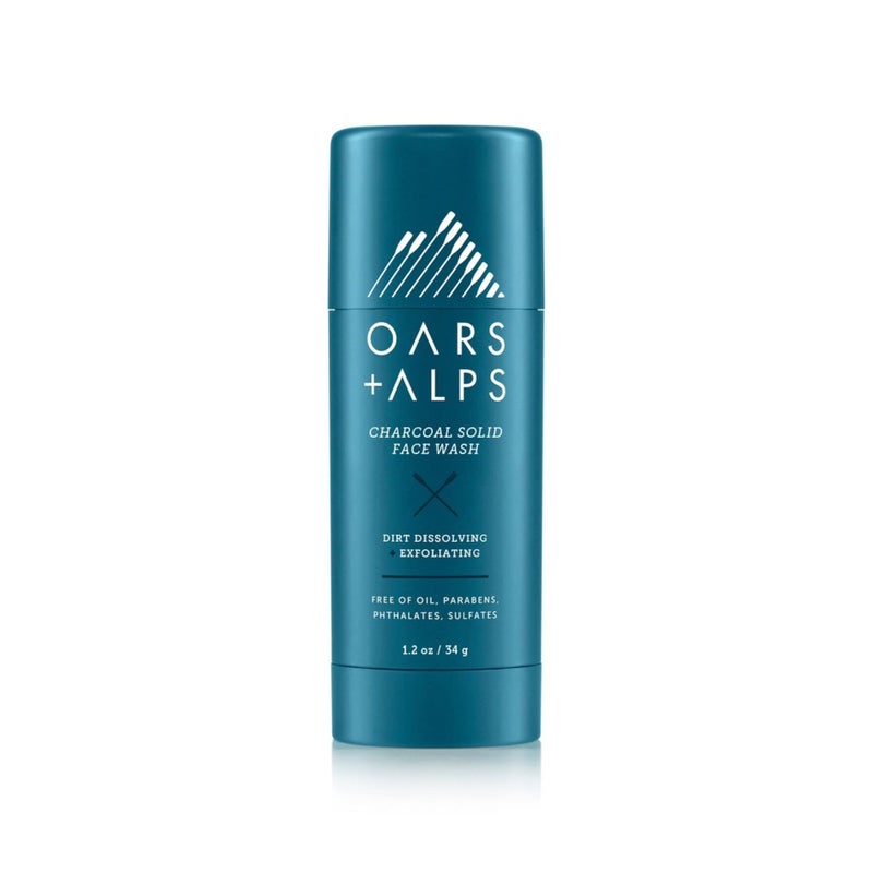 Oars + Alps Face Wash with Activated Charcoal, Dermatologist Tested Exfoliating Facial Cleanser, Travel Size, 1.2 Oz
