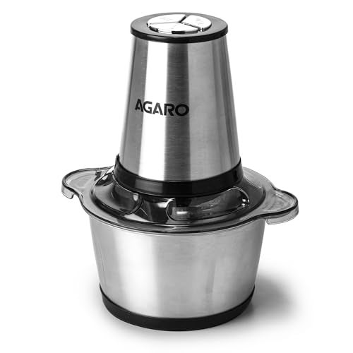 AGARO Delite Vegetable & Meat Chopper for Kitchen, Garlic Peeler, Egg Whisker, 2L Bowl, 400W Motor, 3 Speed Settings, Meat Grinder, Vegetable Mixer, Stainless Steel Body, Onion, Garlic, Fruits. - Image 1