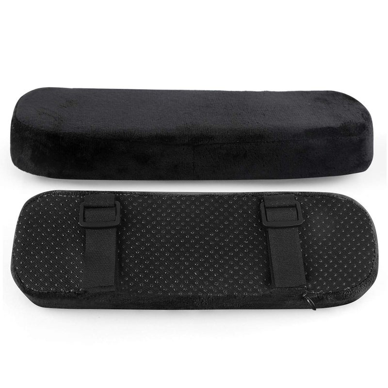 LEADSTAR Armrest Pads Chair Arm Covers Cushions Ergonomic Memory Foam AntiSlip Elbow Support Pillow for Computer Gaming and Desk ChairsBlack