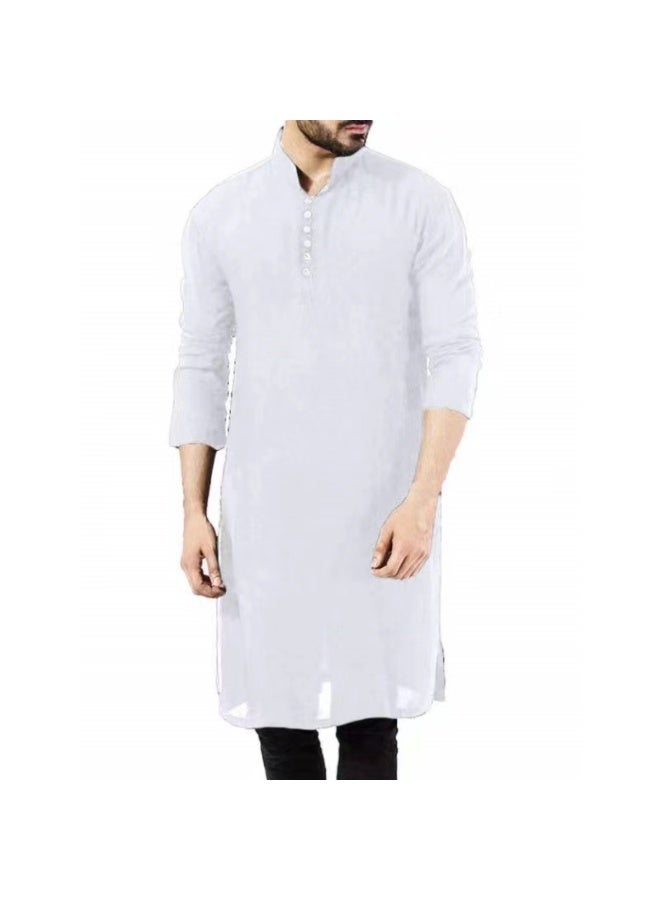 Arabic Style Fashionable Simple Long Men's Shirt Muslim Robe - Image 1