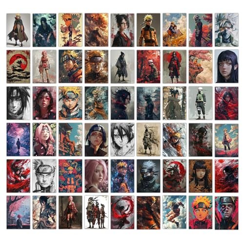 Wallgasm Naruto Characters and Scenes Poster set - Set of 54, 4 x 6 Inches (A6 Size) Posters for room, bedroom, office | Wall Collage Kit | Naruto Aesthetic - Image 1