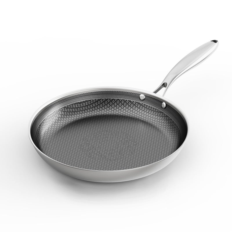COOKER KING 12-Inch Stainless Steel Pan, Hybrid Nonstick Frying Pan, Skillet, 3-Ply Clad Cookware, Even Heat Distribution, Dishwasher & Oven Safe, with Stay-Cool Handle, Induction Compatible - Image 1